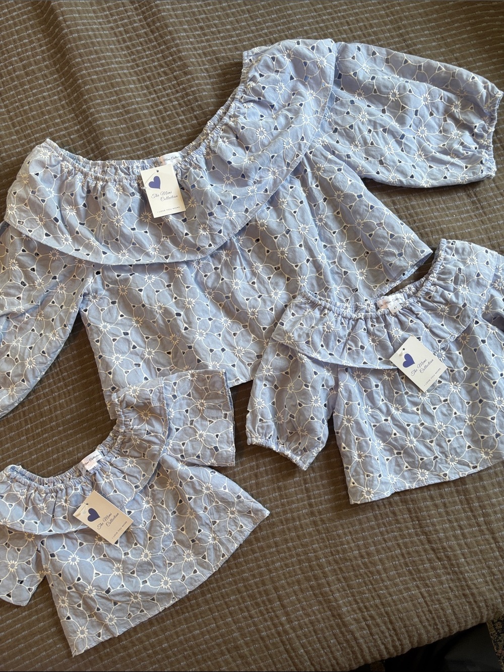 NWT Boutique Mommy and Me Matching Blue Eyelet Set Adult M 3T 4T